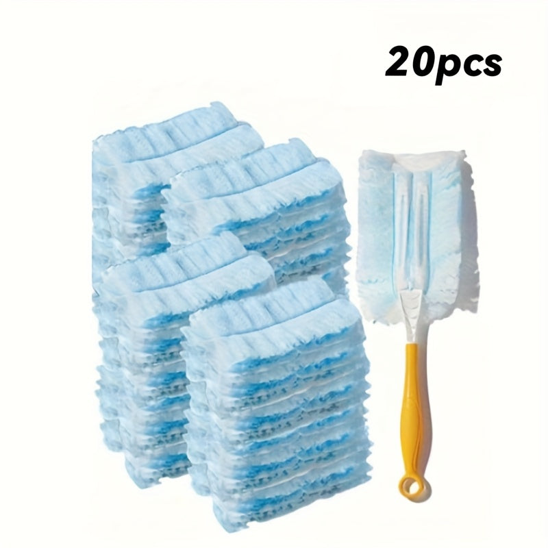 20 PCS Set + Handle Fluffy Dust Cleaner Replacement Heads with 1 Handle- Microfiber Replacement Heads for Lightning Dust Magnet, Suitable for Single and Repeated Use, Ideal for Living Room, Bedroom, Kitchen, and Furniture Cle