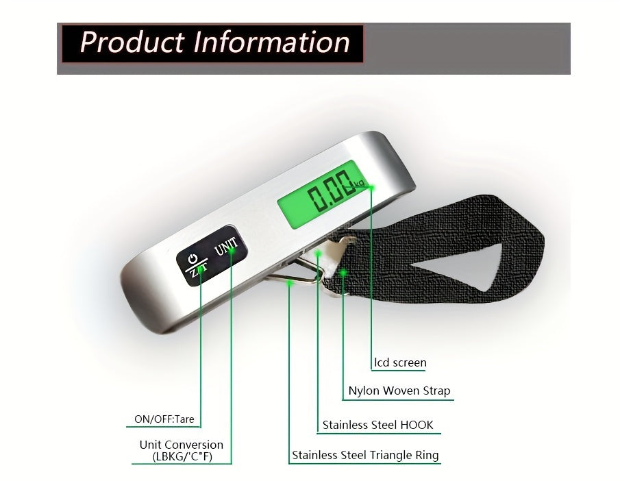 Electronic Luggage Scale, Portable Scale, Hook Scale, Parcel Scale, 50KG Mini Hanging Scale, Portable Spring Lifting Scale, Fishing Scale for Home Use Outdoor Travel