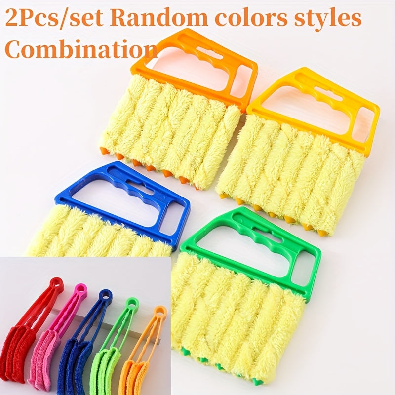 2 PCS Set Microfiber Blind Cleaner Kit - Reusable Crevice Brush for Vents/Windows/Curtains - Washable Household Tool Home Office Cleaning Tools Sets