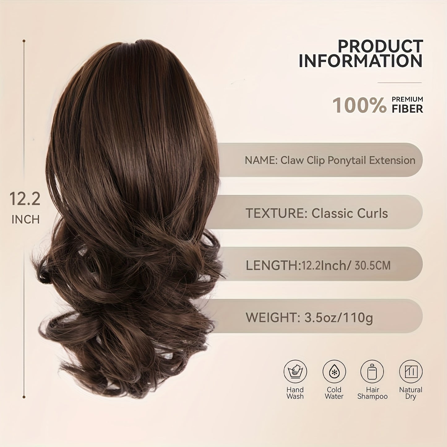 30.45 Cm Short Claw Clip Ponytail Wig - a Synthetic Deep Wave Wig with Secure Claw Clips, Offering a Look, Suitable for Both Men And Women, in Brown, Perfect for Everyday Fluffy Ponytails, Special Occasions, And Versatile Wig