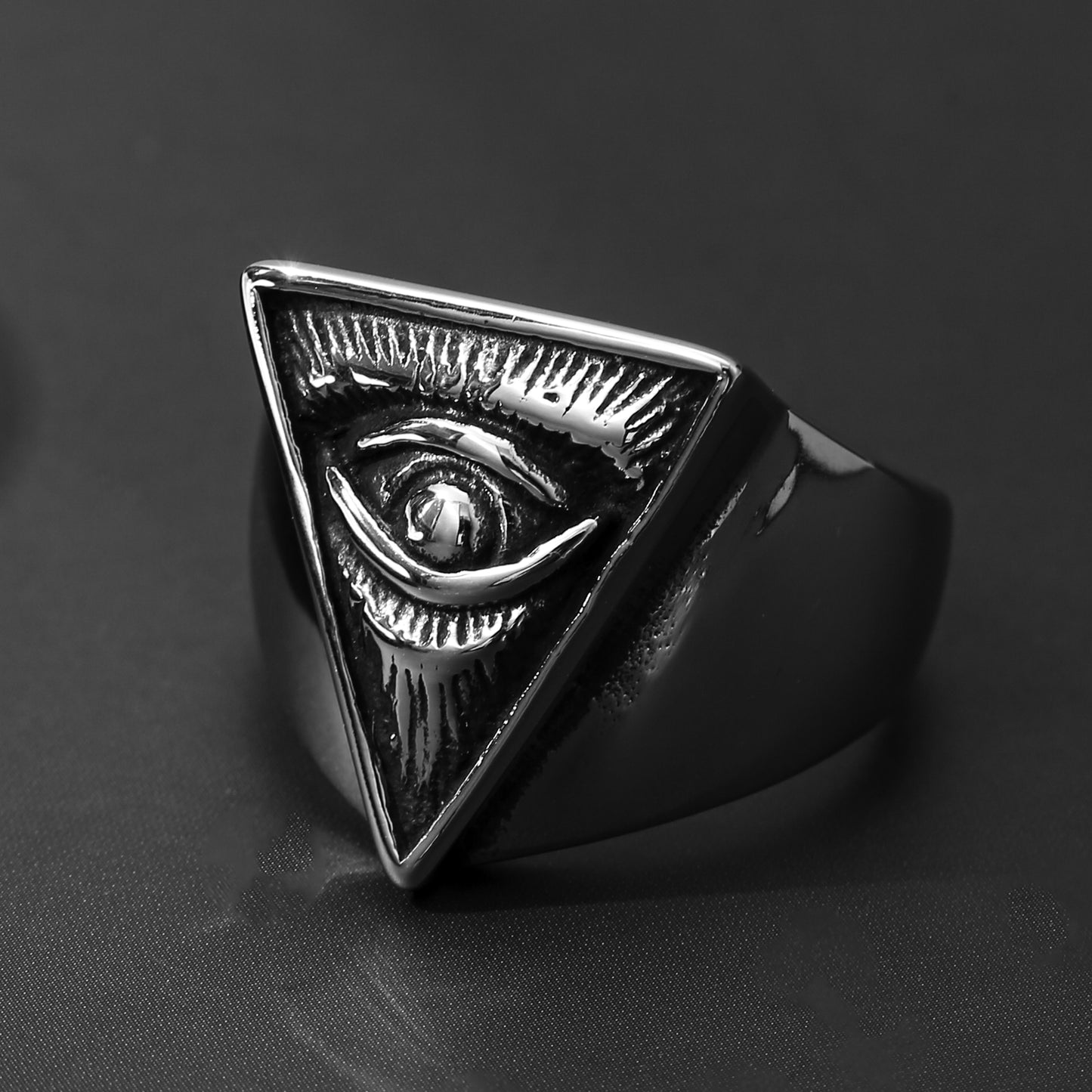 Illuminati Secret Society Women's Men's Ring, Vintage All-Seeing Eye Triangle , Cyberpunk Style, Suitable for Group Ceremonies Gathering Parties,  Jewelry Accessories