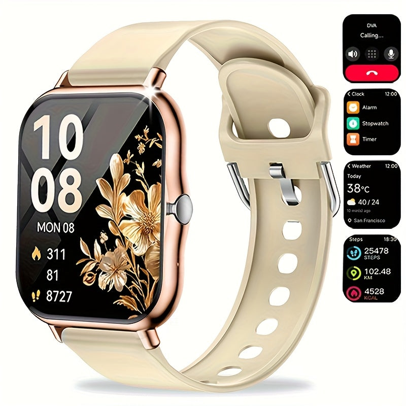 Full Touchscreen Smart Watch Compatible for Android & iPhone, Wireless Calling/Suitable for Android and iPhone, Wireless Smartwatch with 100+ Sports Modes, Alloy Case, Wireless 5.0, Phone Calls, Fitness Tracker for Men & Wome