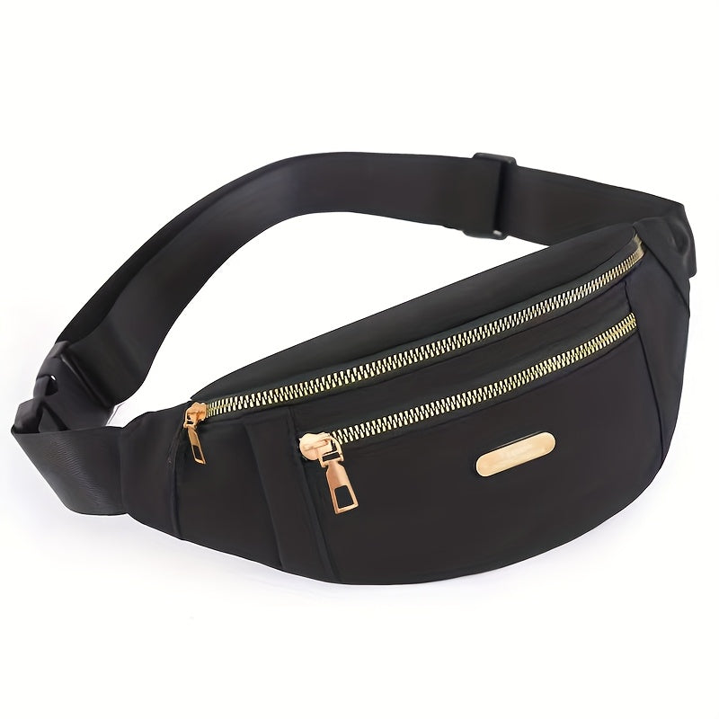 Unisex Waist Pack with Adjustable Strap - Lightweight Crossbody Bag, Zipper Closure, Nylon Waist Pack for Cycling, Gym, Travel - Compact Everyday bag for Men & Women (Zipper Direction Varies), Versatile Fashion Accessory, Dur