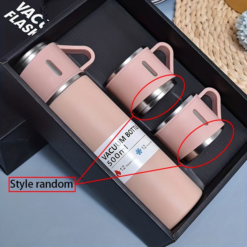 1 Set Thermal Mug 500ml/16.9oz Stainless Steel Insulated Cup with Lid - Portable Flask for Hot/Cold Drinks, Camping, Travel, & Tea, Sweat-Free Temperature Retention, Durable Outdoor Water Bottle