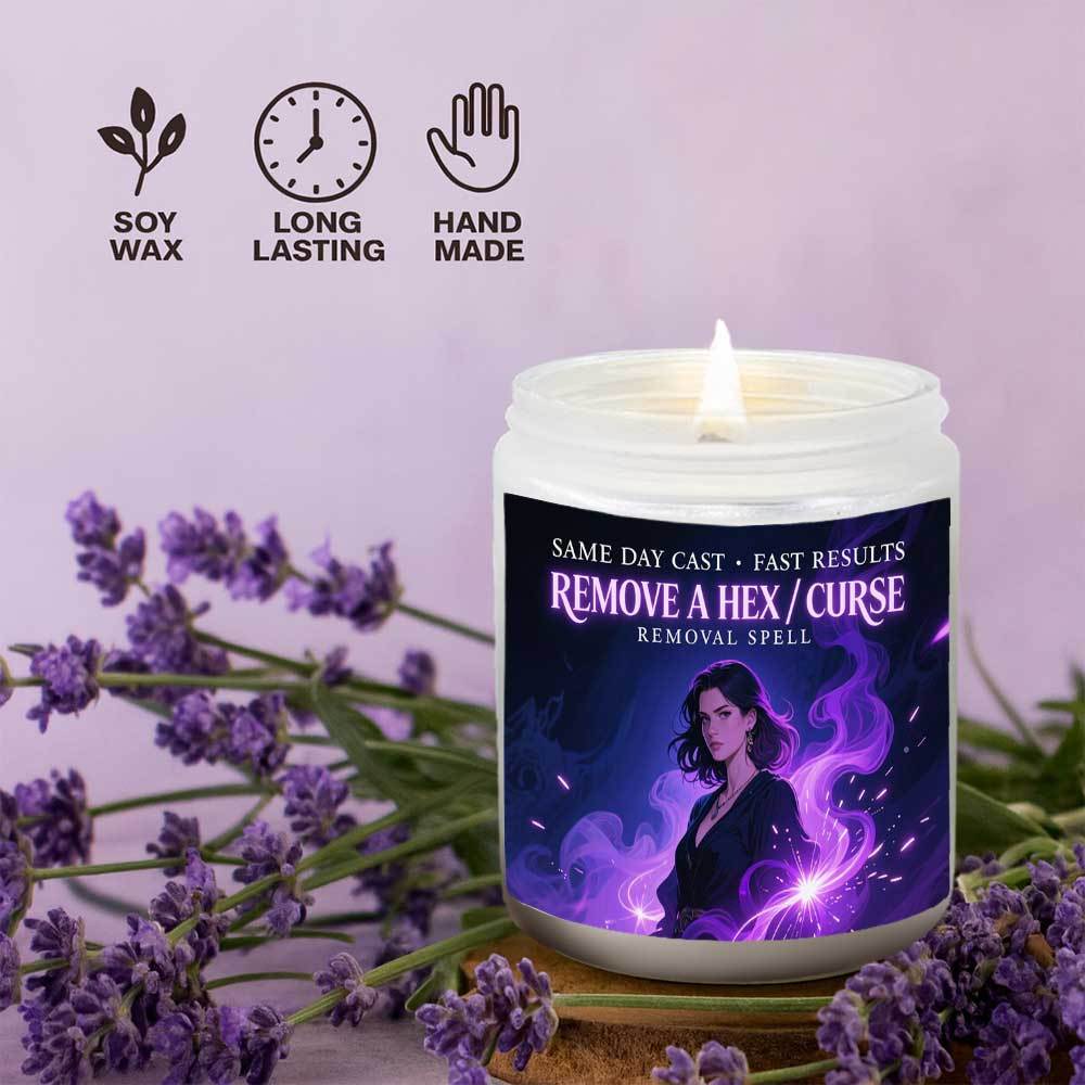 Curse Witchcraft Breaking Spell Candle - Remove Bad Energy & Hex Removal Ritual, Long-Lasting Soy Wax Magic Jar with Lavender Scent, & Rebound Spell for s, Witchcraft Gift for Women/Men (Halloween, Christmas, New Year) - Use