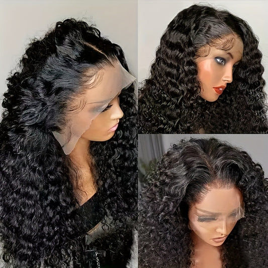 NEW 66.04cm Women's Black Afro-Curly Lace Front Hairpiece with 13x4 Lace Front & Center Part - Heat-Resistant Fiber, Look for Everyday & Special Events - Easy Maintenance Synthetic Wig, Versatile Hairpiece, Elegant Hairstyle,