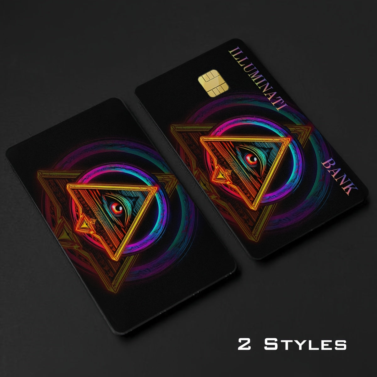 2 PCS Set Illuminati Bank Credit Card Light Beige Stickers, Suitable for Bank Cards - Laser Scratch-Resistant Protective Case with Mysterious Dark Angel's Eye Pattern, Suitable for Debit/Credit Cards (Set)