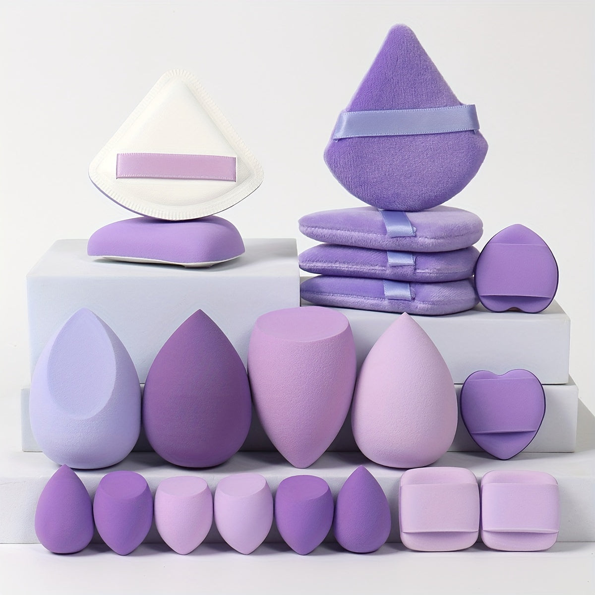 20 PCS Set Marshmallow Set, 2 Cushion Puffs & 4 Loose Powder Puffs & 4 Makeup Sponges & 6 Makeup Sponges & 4 Cushion Puffs, Beauty Makeup Sponge Mixed with Bb Cream, Foundation, Concealer, Especially Suitable for Covering Loc