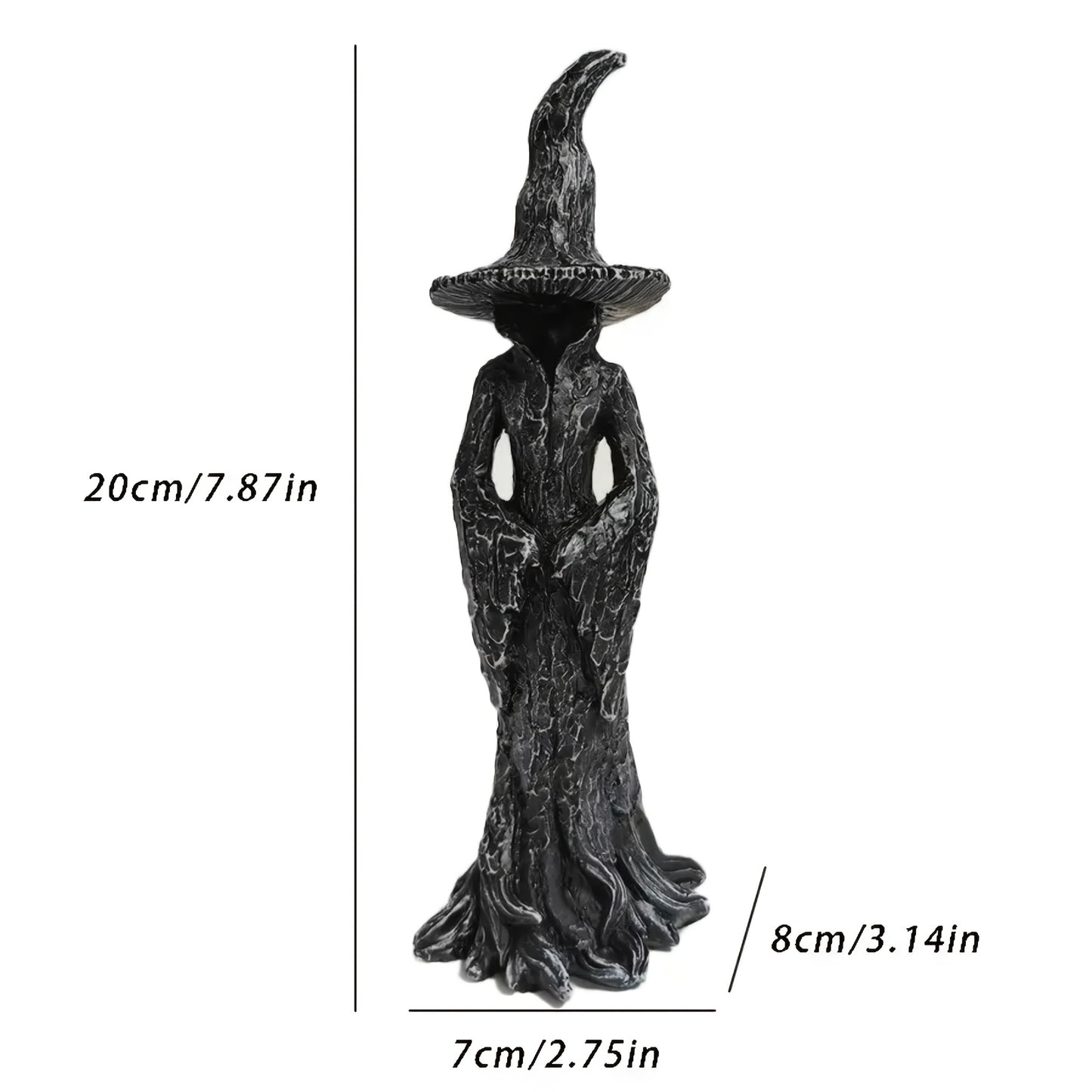 Large Gothic Witch Statue - Hand-Painted Resin with Black Hat & Cauldron, Indoor/Outdoor Spooky Home Party Decoration, Year-Round Collectible Gift