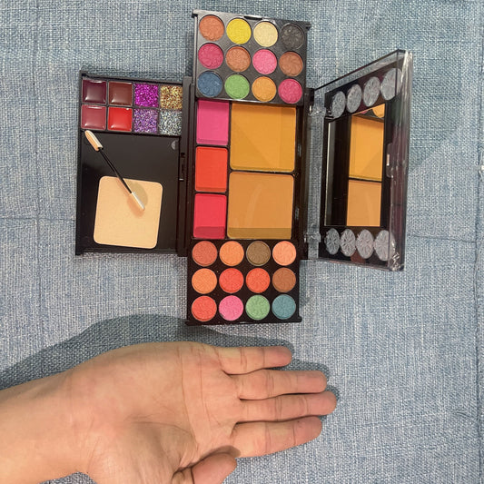 NEW Full Set 37 Multi-Functional Makeup Tray Powder Puff Eyeshadow Brush Includes Eyeshadow Contouring Set Powder Lip Gloss for Makeup Beginners Complete Makeup Case