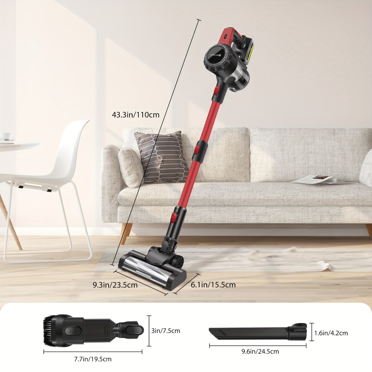 Stick Vacuum Cleaner, Cordless Household Vacuum Cleaner 3-In-1, Multifunctional Car Portable Vacuum Cleaner, Powerful Suction High-Power Vacuum Cleaner, Lightweight And Detachable.