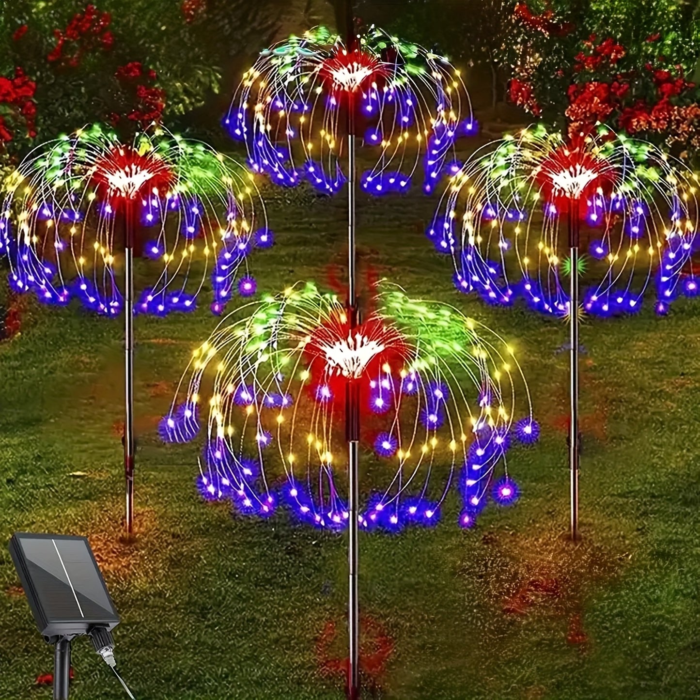 4 Pack Solar Firework Lights, Solar Garden Lights, 320/240 LED 8 Modes IP 65 Copper Wires String DIY Landscape Light for Outside, Wedding, Party, Patio Home Lawn Christmas Decorative, Christmas lights-Outdoor Lighting