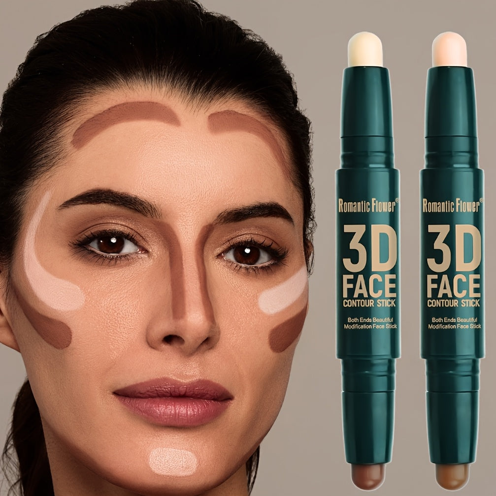 Double Head Contour Stick, Highlights & Contour & Concealer 3D Face Waterproof Long Lasting Makeup with Plant Squalane Women Make-Up Accessories Cosmetic Supplies