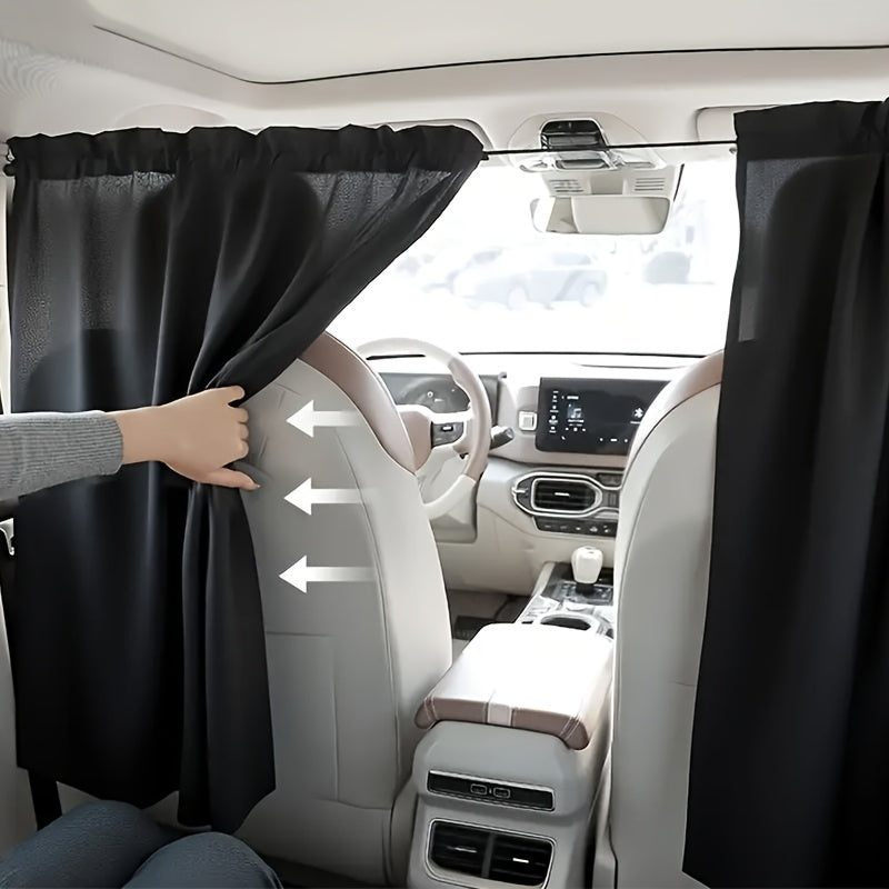Car Partition Curtain Front and Rear Row Light Blocking Privacy Screen No Drilling Required, Suitable for Travel and Camping