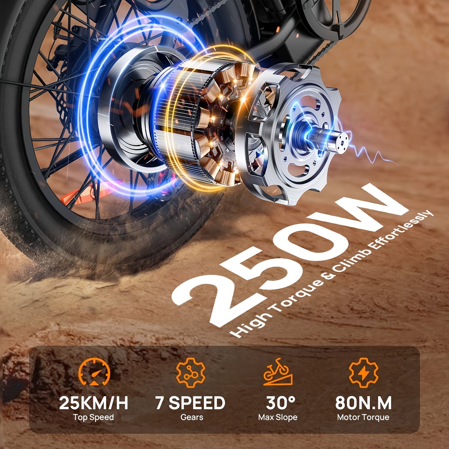E20 Pro All-Season Electric Bike - 50.8cm Tires for Snow/Sand/Urban | 48V 13Ah Extended Range Battery | 250W High-Efficiency Motor | Colorful LCD Display | Adventure-Ready Design | High-strength Frame