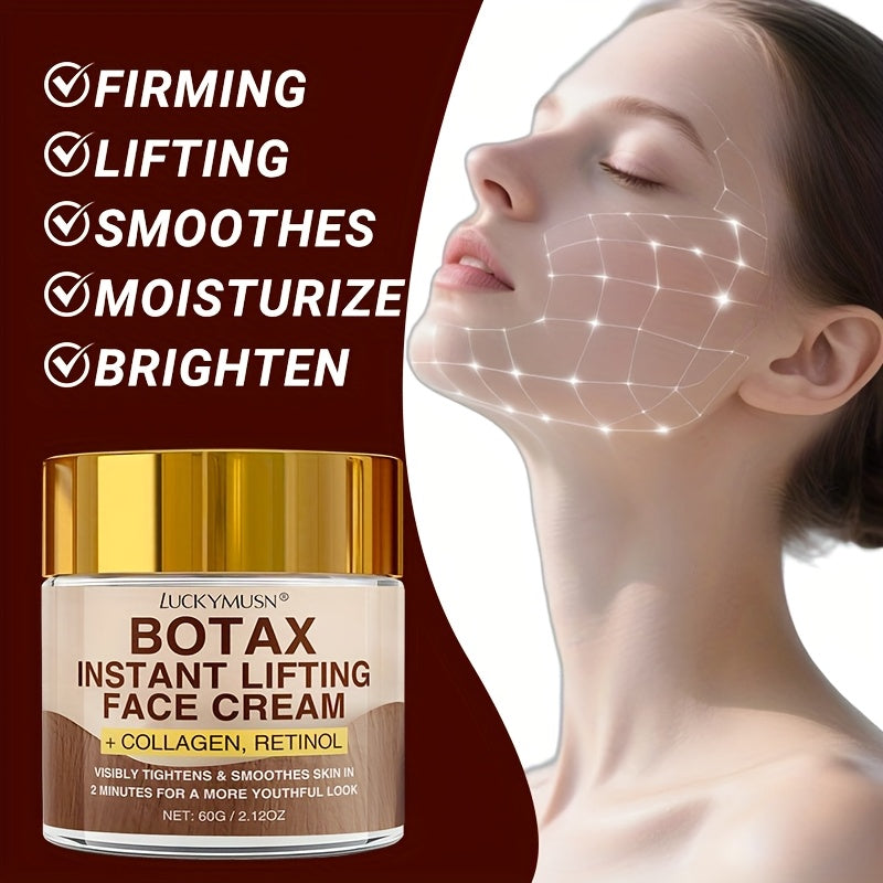 Botax Instant Firming Lifting Moisturizing Cream, Skincare, Improves Skin Elasticity and Radiance, Making Skin Look Younger. It Contains Retinol, Hyaluronic Acid, and Collagen, Non-greasy, 60g/2.12oz. Suitable for All Skin Ty
