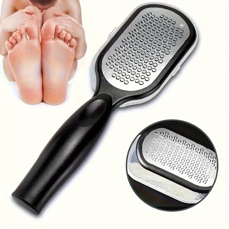 1pc Professional Stainless Steel-like Foot Remover Tool - Heavy-Duty Plastic & Steel Blade with Splash Guard, Ergonomic Handle & /Shedding Collector - Painless Exfoliating Device for Home Pedicure/E-spa, Manicure Care