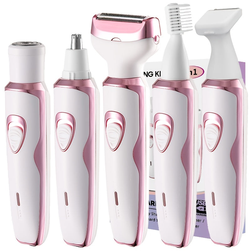 4 PCS Set Electric Razor For Women,  Rechargeable grooming kit, Lady Electric Shaver For Face, Nose, Legs And Underarm, Bikini Area Trimmer For Women Painless, Hair Razor Rechargeable & Portable