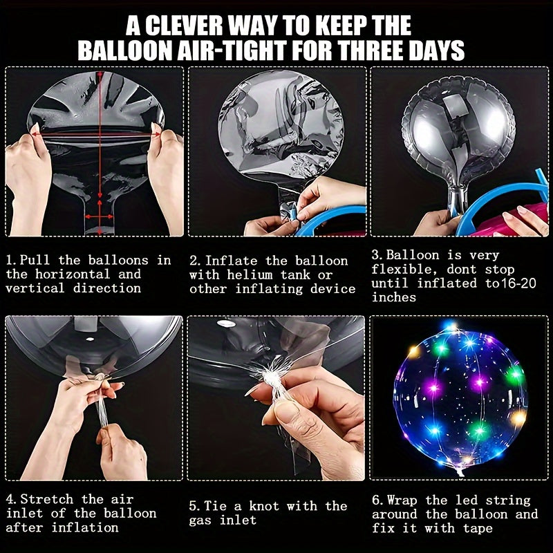 25PCS Set  (10 String Lights + 15 Balloons) Transparent Glitter Bubble Decorations, Suitable for Weddings, Engagements, Christmas, New Year, and Valentine's Day - Battery Operated (AA Batteries Not Included)