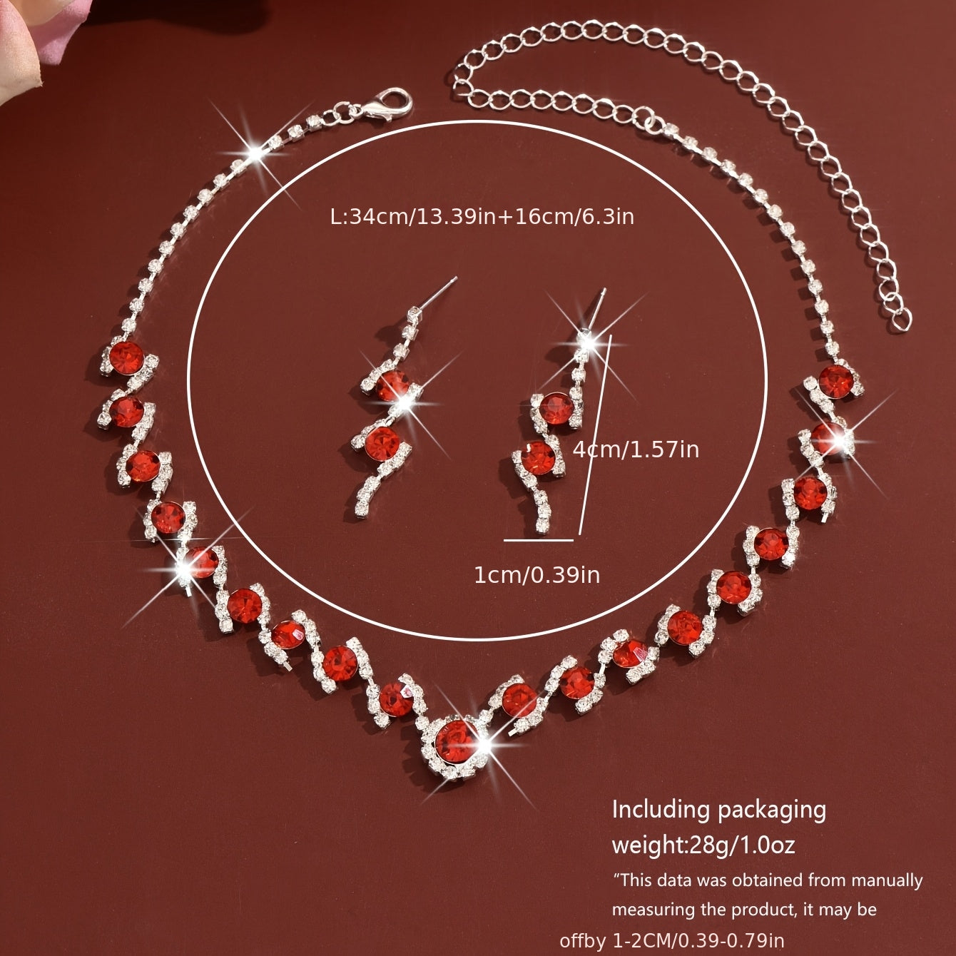 NEW Arrivals Blue/Black/Red Color Fashionable Elegant Sexy Luxury Necklace + 2PCS  Earrings Set for Prom Party Wedding Guest Business Dinner Music Concert Women Luxury Jewelry Sets