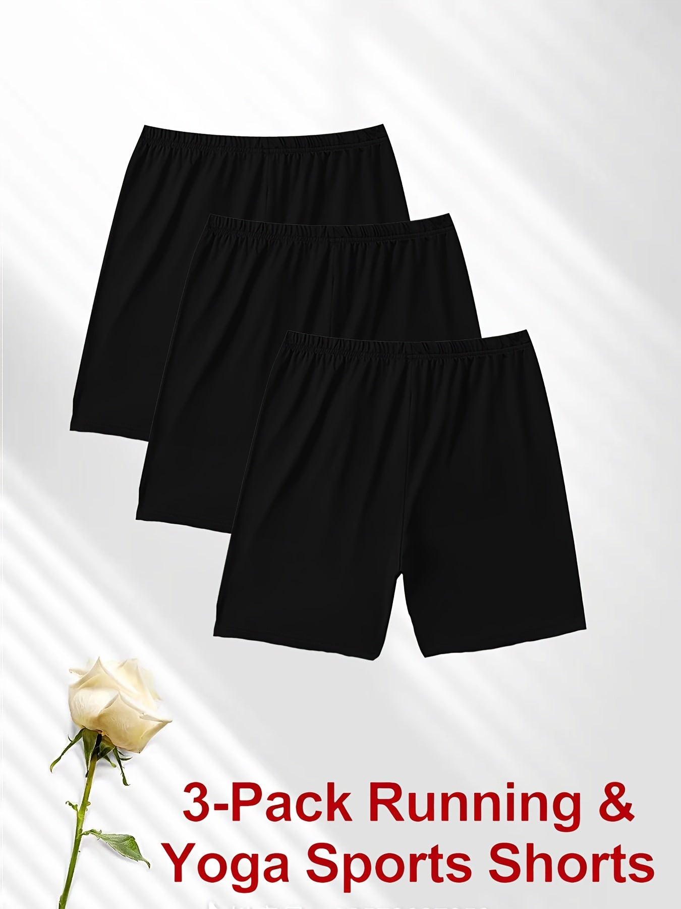 For Curvy Ladies 3 PCS Set XL-3XL UK (18-24) Plus Size, Women's High-Elasticity Running Hiking Gym Yoga Short- Full Coverage Tight-Fit Quarter-Length Swim Opaque Suitable for, Beachwear Sports Apparel Accessories