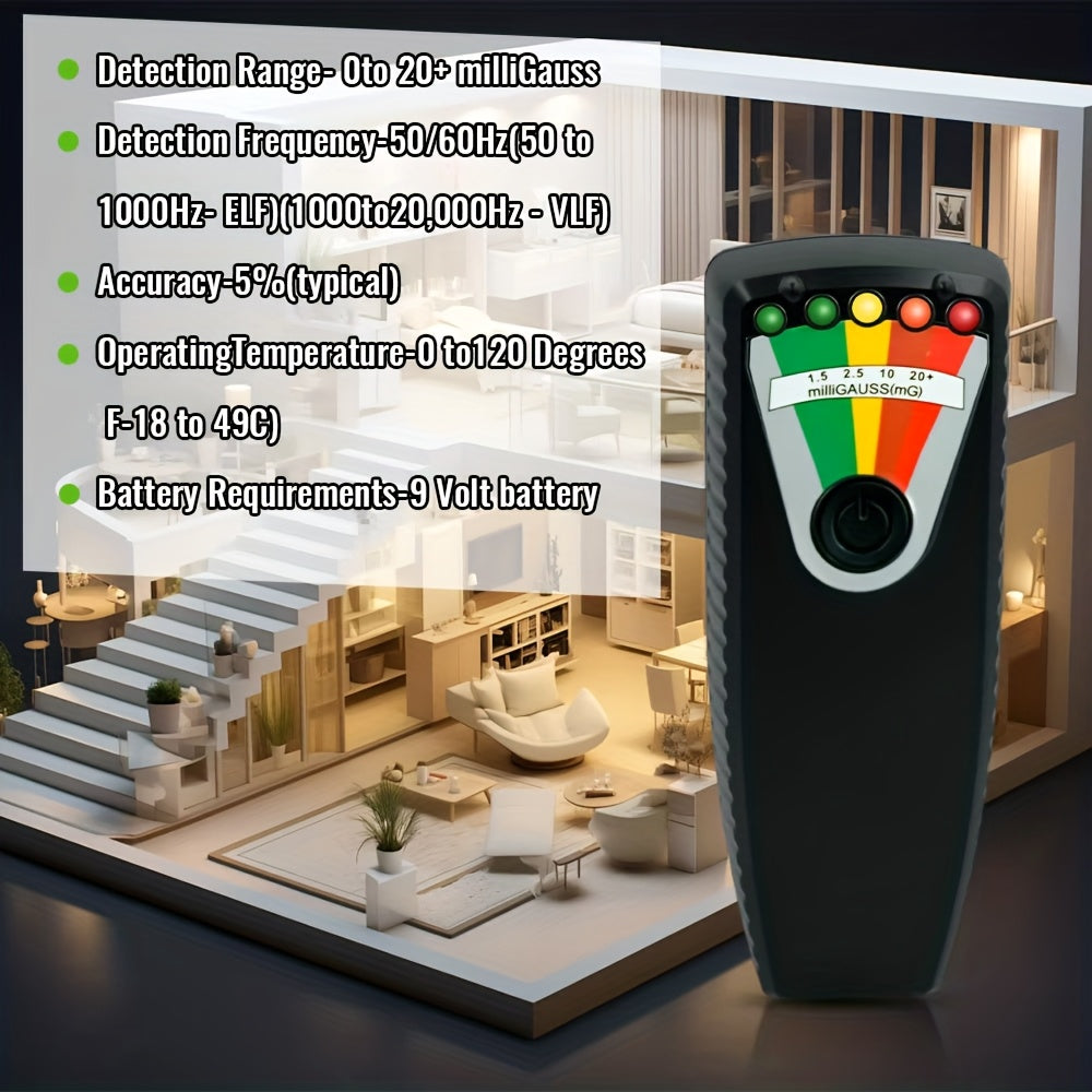 Paranormal EMF Ghosts Hunting Spirits Seeking Electromagnetic Meter Featuring a Digital Electromagnetic Field Detector Tester with 5 LED Indicators  Underground Gold Metals Detection