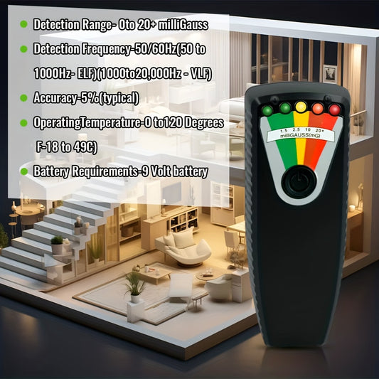 Paranormal EMF Ghosts Hunting Spirits Seeking Electromagnetic Meter Featuring a Digital Electromagnetic Field Detector Tester with 5 LED Indicators  Underground Gold Metals Detection