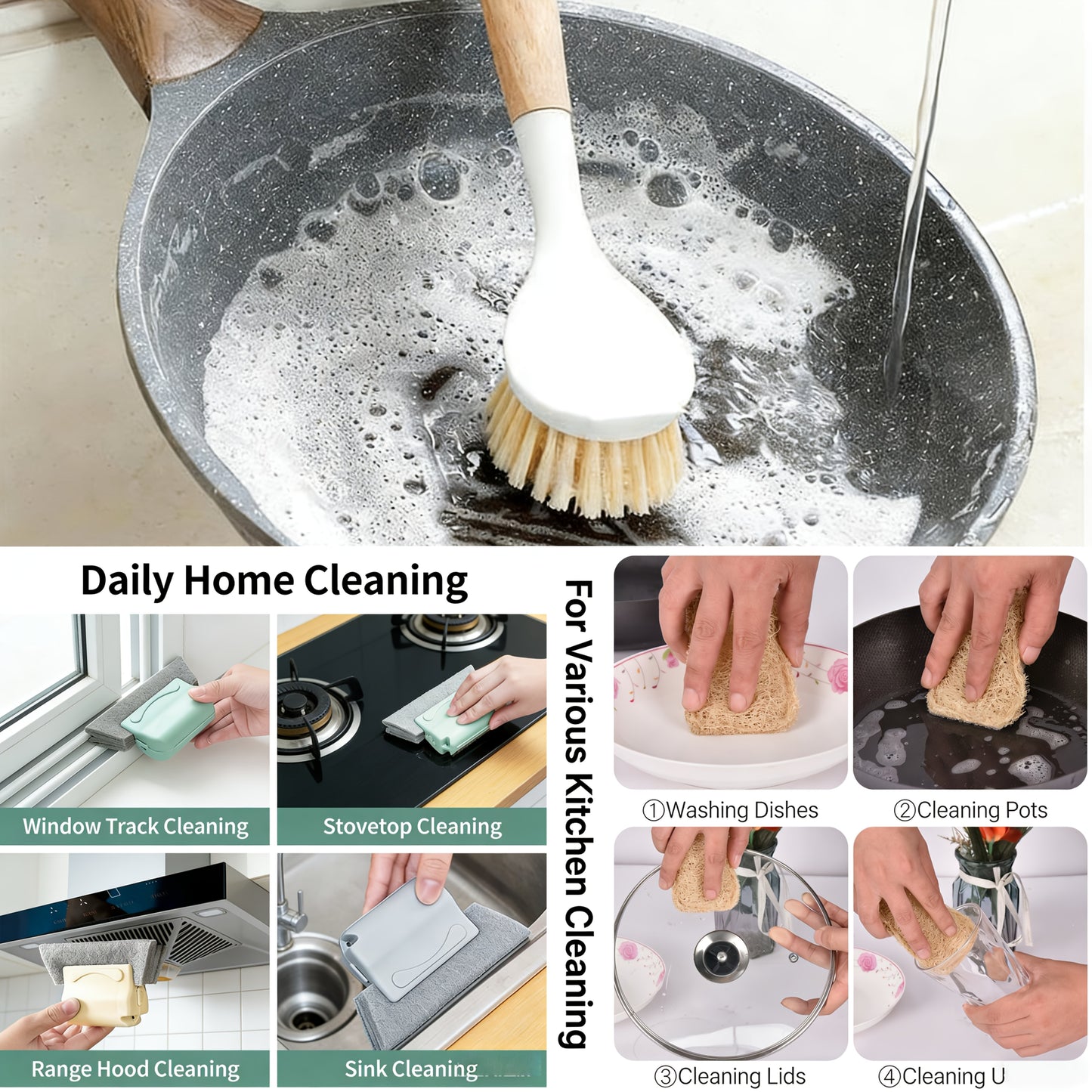31 PCS Set Cleaning Tool Gift Set - Suitable for Kitchen Sink Gap Cleaning Brush - Cup and Bottle Brush - Pot and Pan Scrubbing Brush - Dishwashing Cloth and Sponge - Window Cleaning Tool with Groove Brush - Bathroom, Toilet,