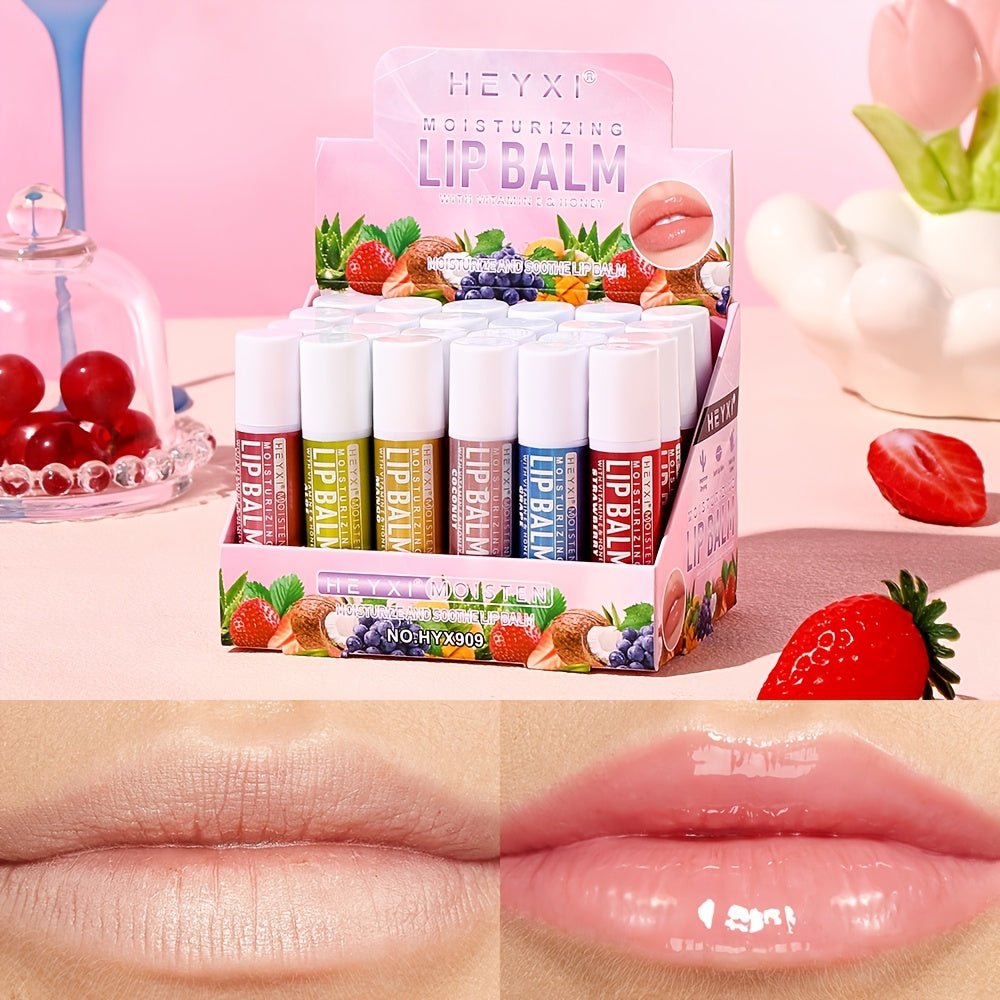 24pcs Set Fruit-Flavored Lip Balm Set - Hydrating & Moisturizing, Tinted Lip Care for All Skin Types, Berry Shades Women Personal Care Supplies