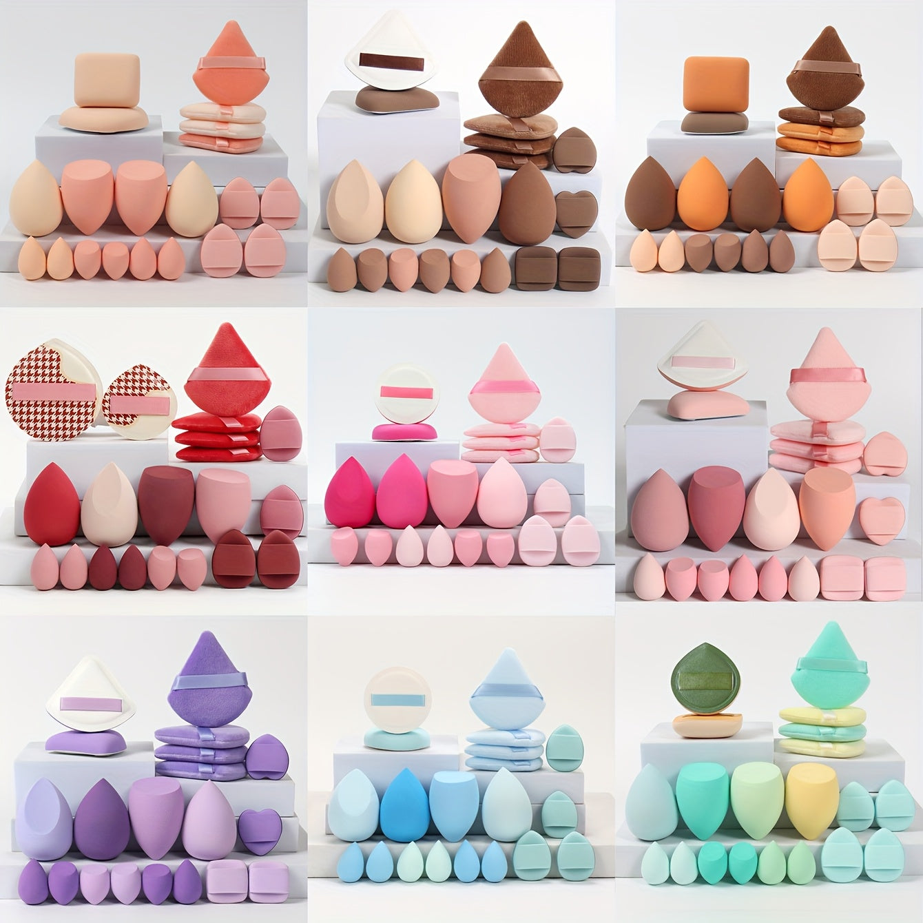 20 PCS Set Marshmallow Set, 2 Cushion Puffs & 4 Loose Powder Puffs & 4 Makeup Sponges & 6 Makeup Sponges & 4 Cushion Puffs, Beauty Makeup Sponge Mixed with Bb Cream, Foundation, Concealer, Especially Suitable for Covering Loc