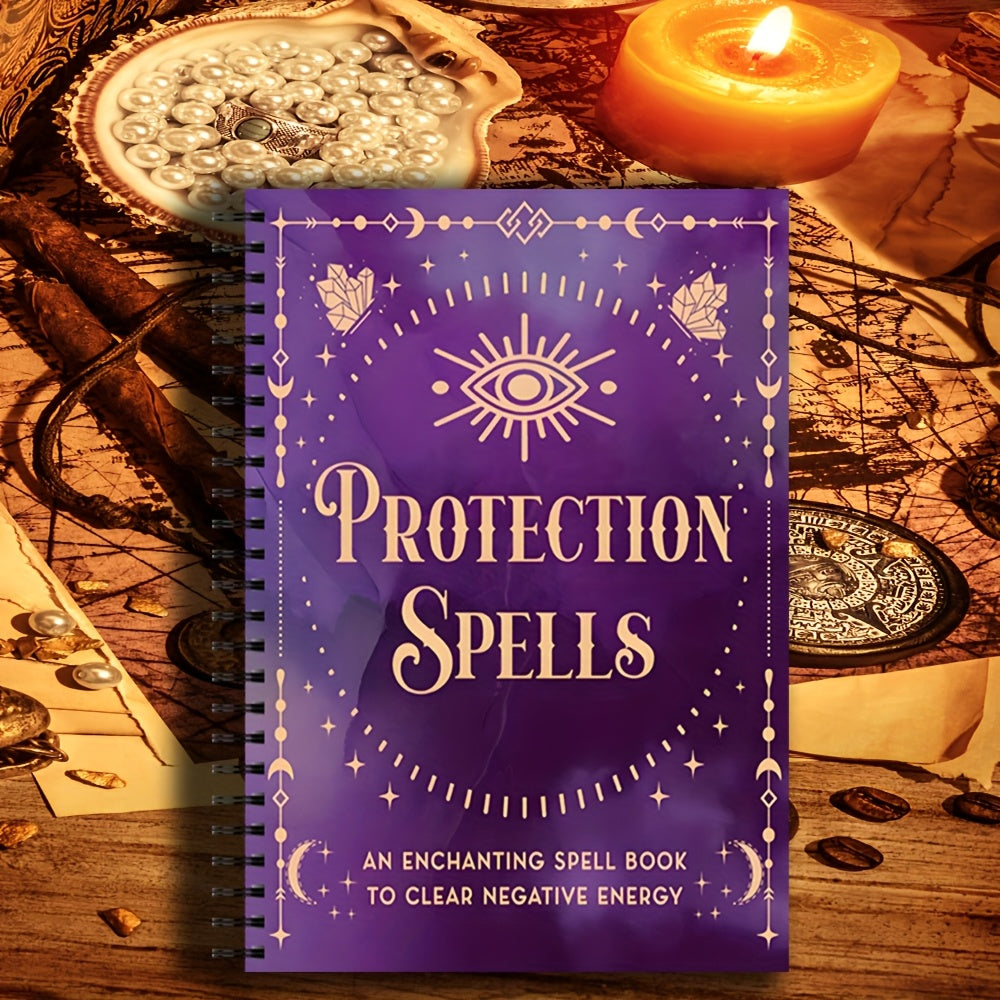 112 Pages English Language Black Magic Handbook with Ritual Oil Recipe and Spell Book, Clearing Negative Energies, Designed for Witch and Pagan Practices, Spiritual Growth Book using Pinecones, Crystals, English coil book