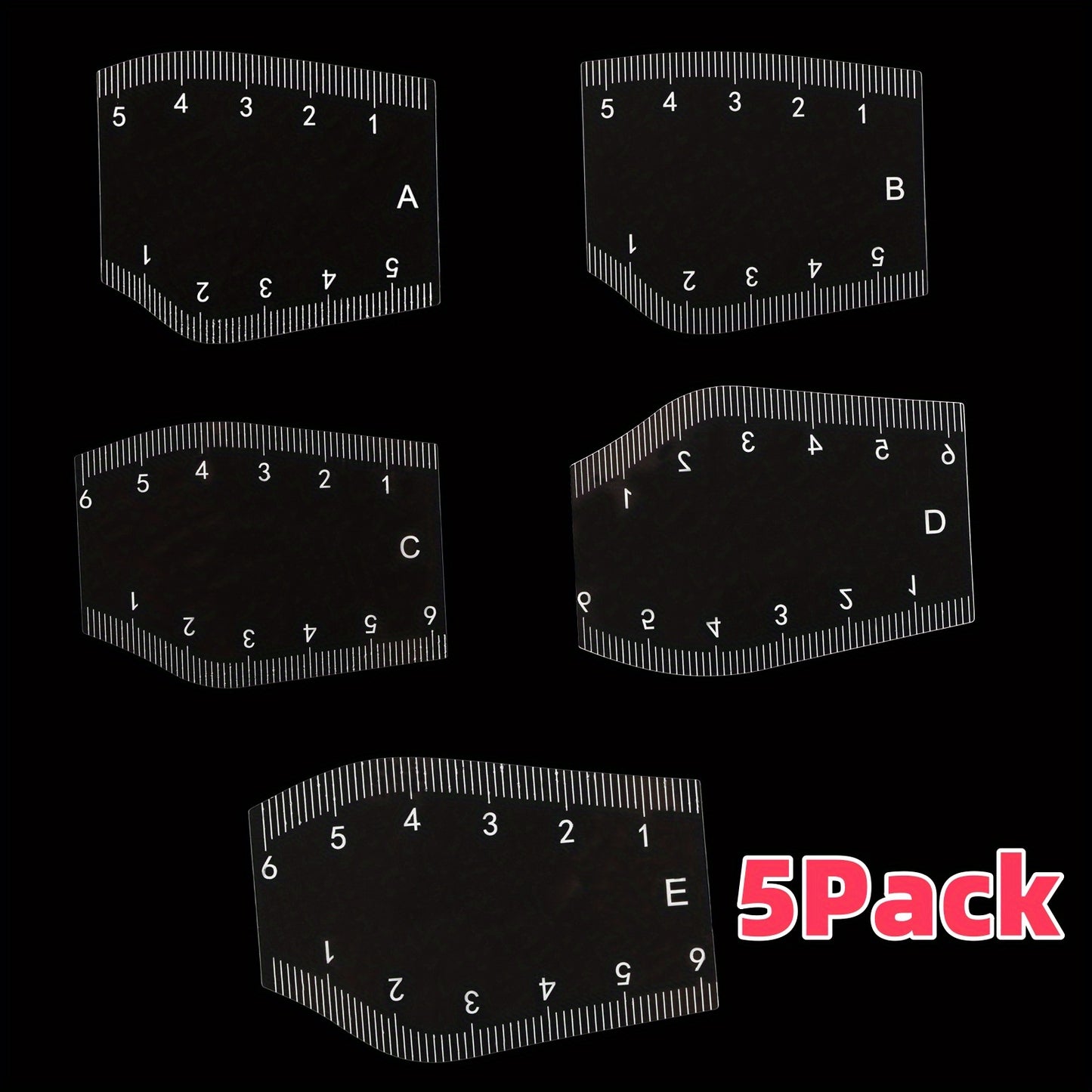 5 PCS Set Reusable Eyebrow Ruler Templates for Tattooing, Embroidery, And Shaping Eyebrows - an Ideal Tool for Accurately Measuring Eyebrows, Perfect for Beginners.