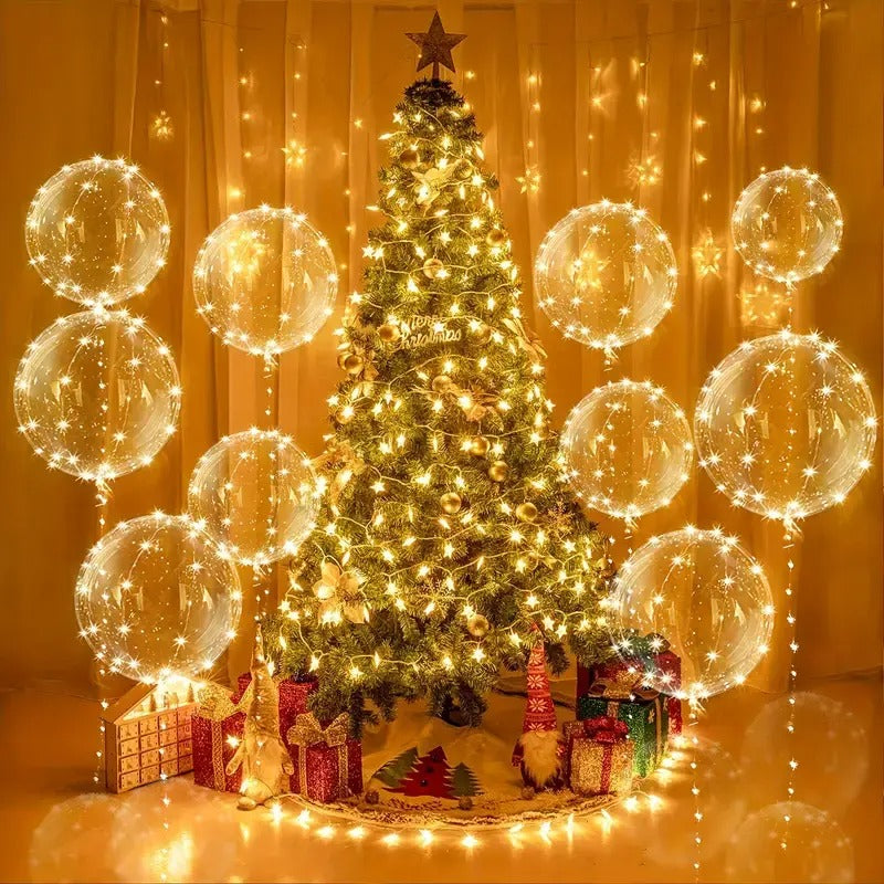 20pcs Set, 10 Balloons & 10 LED Lights | Bobo Transparent LED Light Balloons for Wedding, Birthday, Party Decorations, Perfect for Christmas and New Year Celebrations