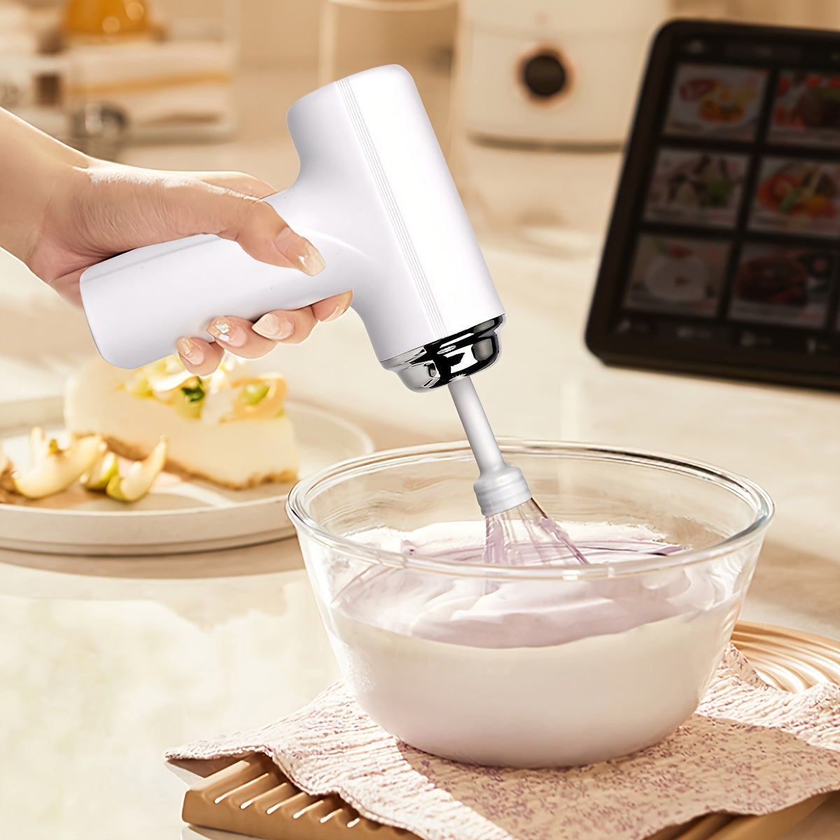 Handheld Electric Eggbeater & Whisk - USB Rechargeable,  Wireless  Portable, Lightweight, Easy-to-Use Hand Mixer for Baking Cakes, Cookies, Muffins - Ideal for Home Bakers & Professionals