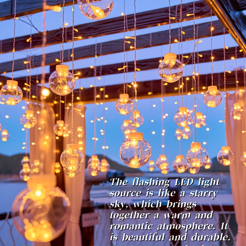 3.0 meter Fairy Light String with 108 LED Bulbs - 12 Clear Spherical Lights, Battery-Powered, No Plug Needed, Wall-Mounted, Perfect for Christmas, Valentine Day, Birthdays, And Indoor Holiday Decor, Indoor Holiday Decor | Cla