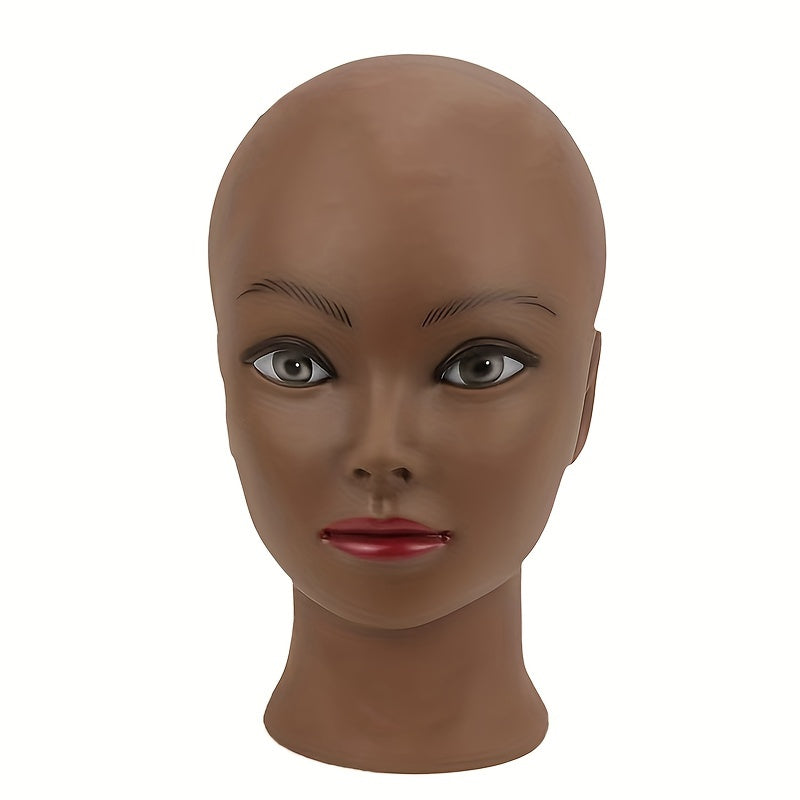 Unisex Adult Makeup Rubber Mannequin Head with Realistic Light Beige Texture & Expressive Eyes - Durable Rubber Wig Stand for Cosmetology Training, Makeup Practice, Wig Display - Portable & Easy to Clean, Makeup Practice Tool