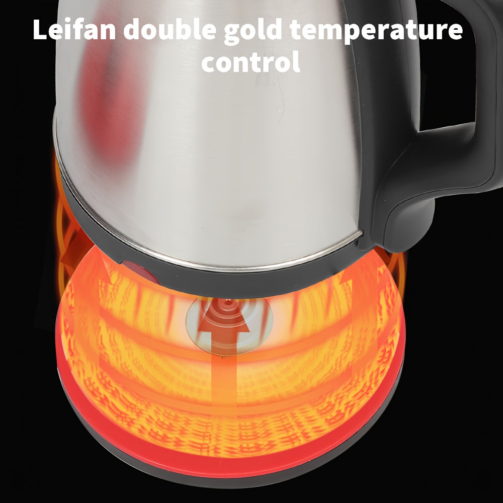 2L 1800W Stainless Steel Electric Kettle with Fast Boiling, Anti-Scald Protection & Ergonomic Handle - Portable Design for Home, Office, Camping, or Travel