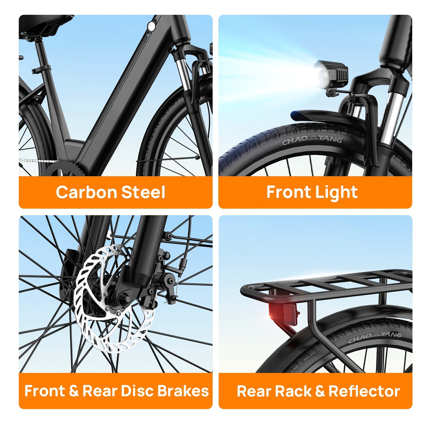 E26 Electric Bike 66.04cm Commuter City E-Bike With 36V 13Ah Battery (60-80 Km Range), 250W Motor, 3 Riding Modes 7-Speed Gears Mid-mounted Dual Airbag Shock Absorbers Perfect For Urban Travel Outdoor Adventures Lightweight D
