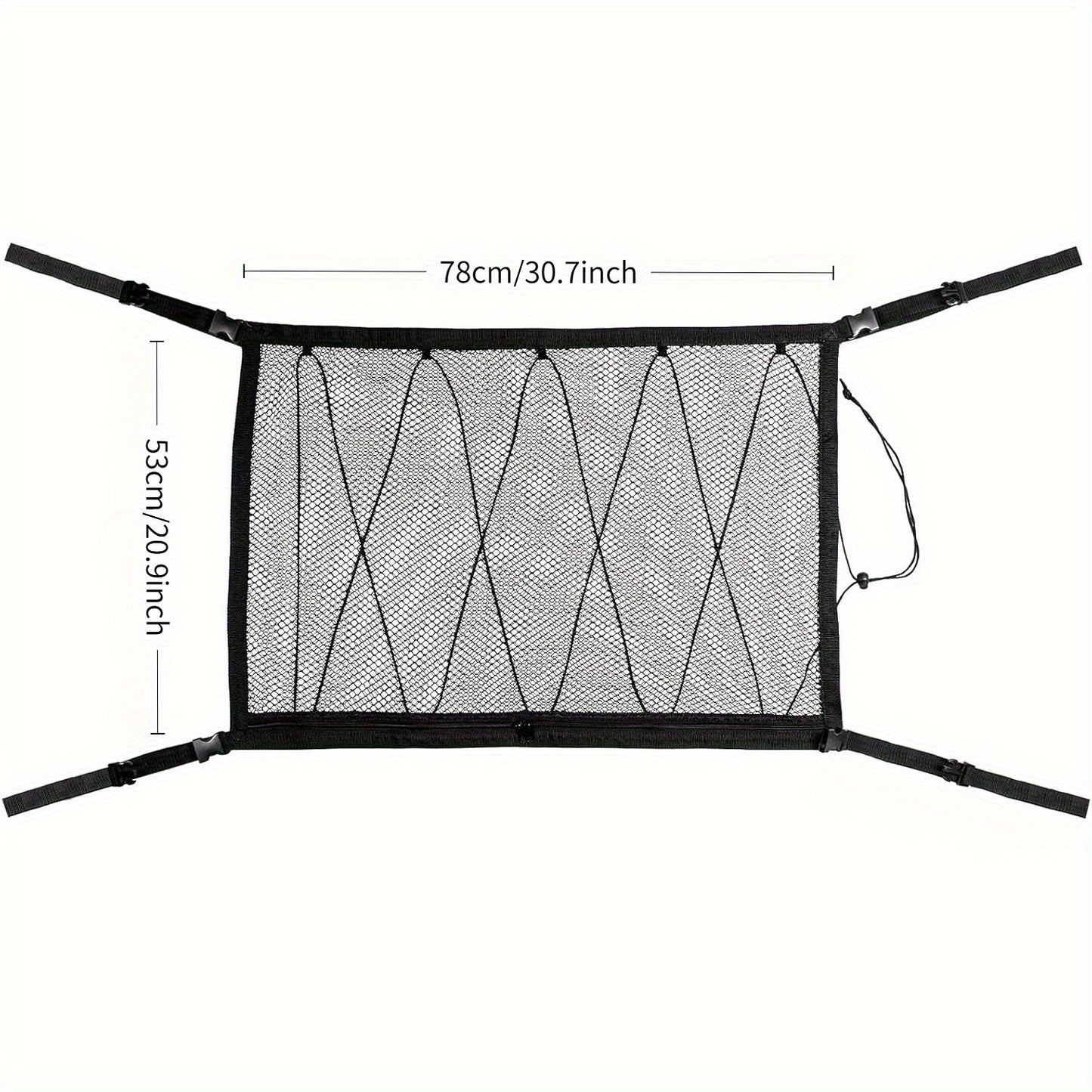 Adjustable Double-Layer Mesh Roof Storage Bag - Suitable for Suvs, Camping, And Trucks, Made of Durable Polyester Material, Featuring Secure Fastening Straps, Car Canopy Organizer