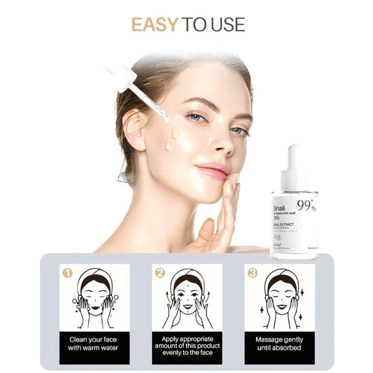 100ml 3.38Oz/ 99% Snail Mucin Hydrating Serum for Facial Care, Enriched with Collagen, Hyaluronic Acid, And Vitamin E, Provides Deep Moisture And Firms The Skin Using Plant Squalane