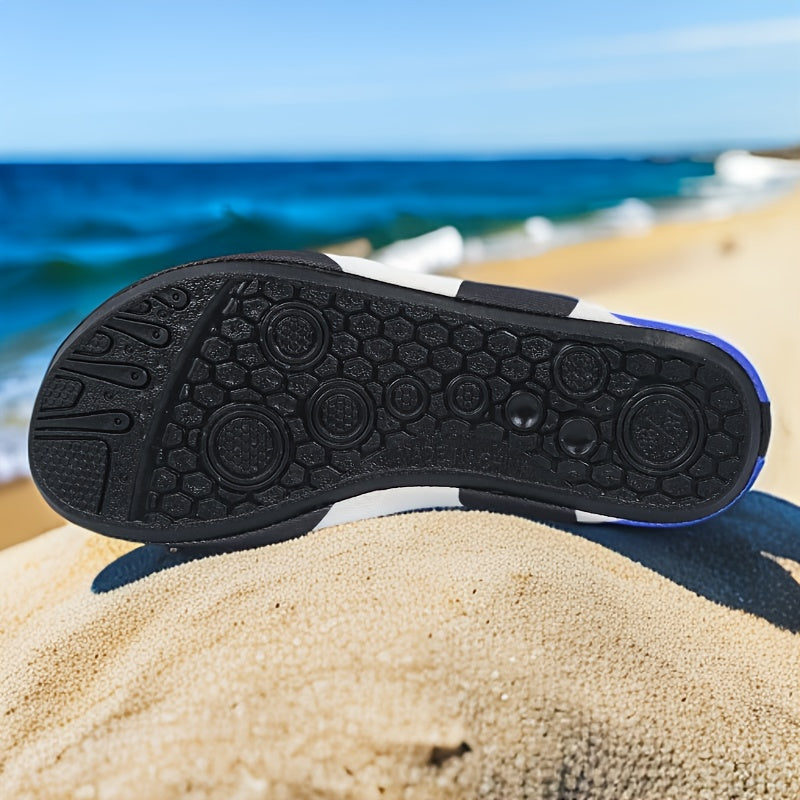 Quick-Dry Water Shoes for Men & Women - Lightweight Breathable Fabric with TPR Sole, Black & Blue Accents - Perfect for Swimming, Beach, Yoga, Camping & Outdoor Activities - Summer Essential, Beach Footwear, Sleek Design, Fle