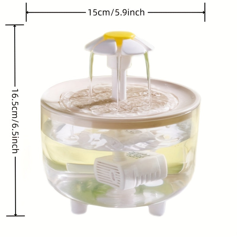 Cats and Dogs Pets New Style Fountain flower water dispenser automatic cat water dispenser dog water dispenser, running quietly, USB powered, safe and secure, suitable for cats, dogs, parrots bathing Halloween Christmas gifts