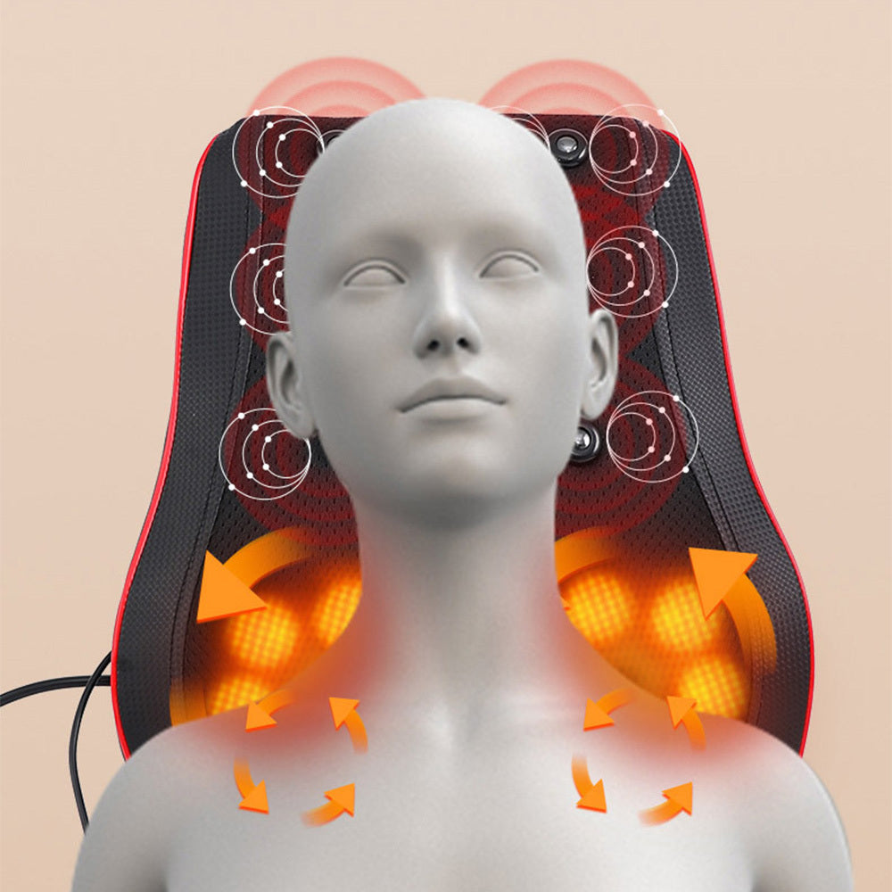 Full-Body Massage Pad with 10D Realistic Kneading Airbag Stretching Moxa Heat Therapy High-Frequency Vibration Ergonomic Design Remote Control Adjustment for Neck Shoulders Waist Back Home Office Comfort Massager