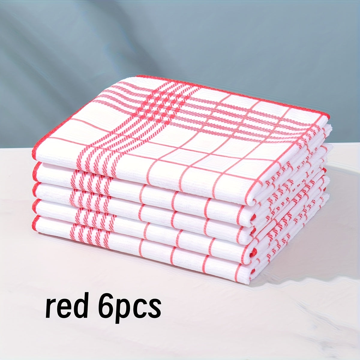 NEW 6pcs Large 40x60cm Absorbent & Fluff-Free Dish Cloths | Quick-Dry, Soft & Durable Kitchen Towels for Daily Cleaning, Coffee Machines, Bar Countertops - 4 Colors (Black, Blue, Green, Red, Mixed) - Ideal for Home & Restaura