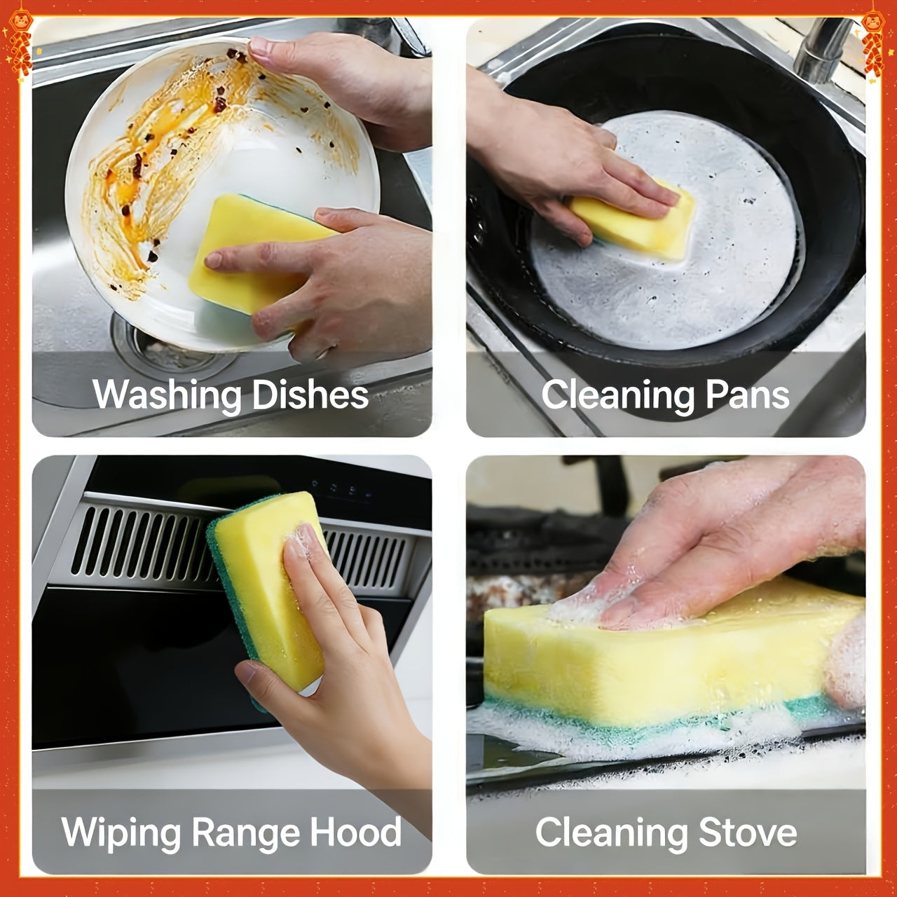 31 PCS Set Cleaning Tool Gift Set - Suitable for Kitchen Sink Gap Cleaning Brush - Cup and Bottle Brush - Pot and Pan Scrubbing Brush - Dishwashing Cloth and Sponge - Window Cleaning Tool with Groove Brush - Bathroom, Toilet,