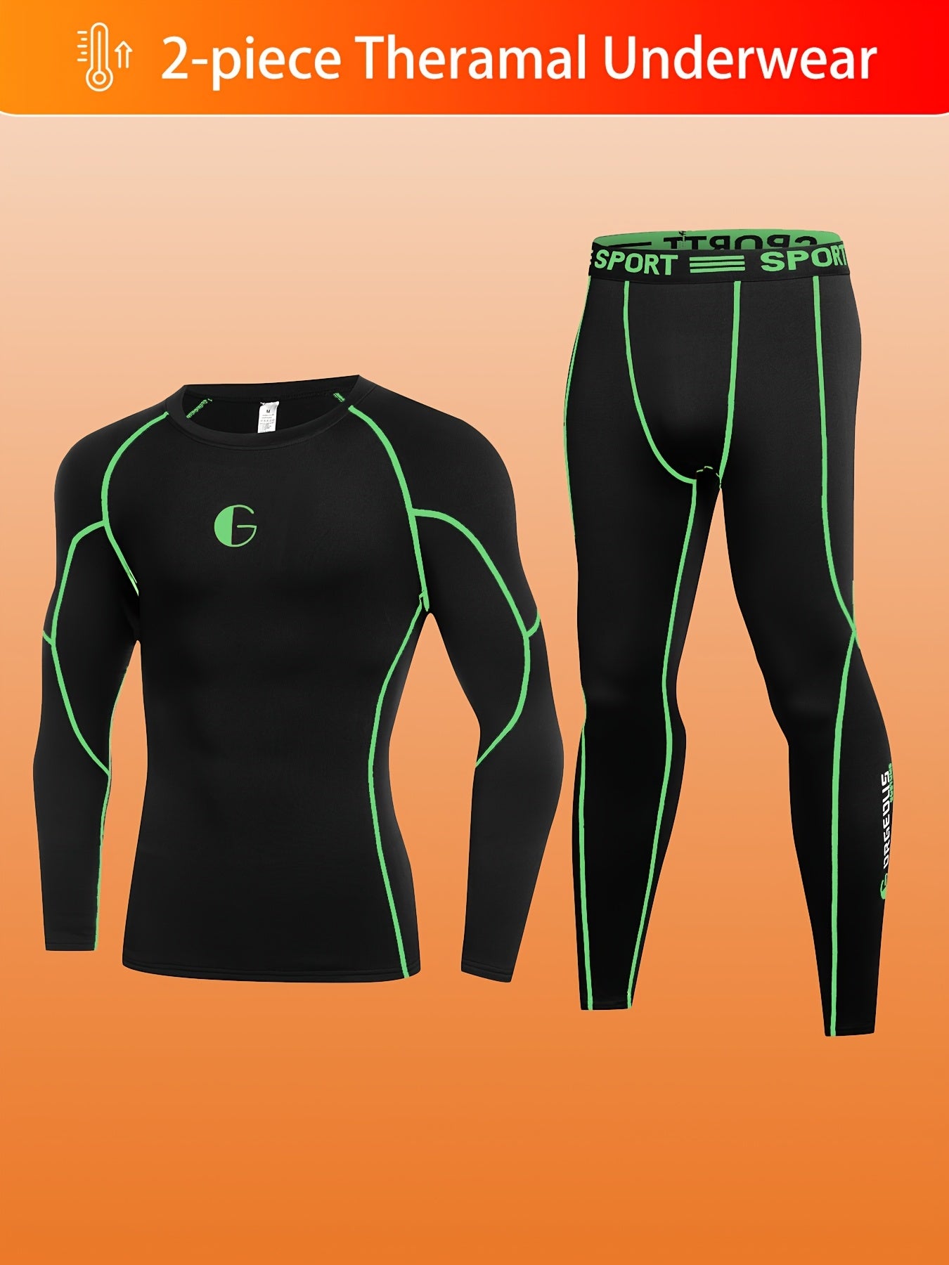 2 PCS Set Men's Thermal Underwear with Fleece Lining, Suitable for Winter Hunting, Outdoor Skiing, And Winter Sports Training, Featuring a Fitted Crew Neck Long Sleeve Top And Long Pants As Base Layers.