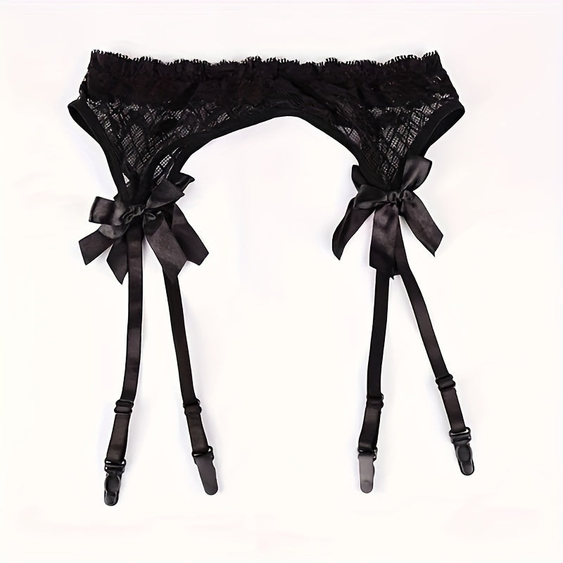 Women's Sexy Lace Sheer Garter Belt with Cute Bow, Adjustable Close-Fitting Lingerie for Wedding Garters Ladies Underwear Lingerie Apparel Supplies