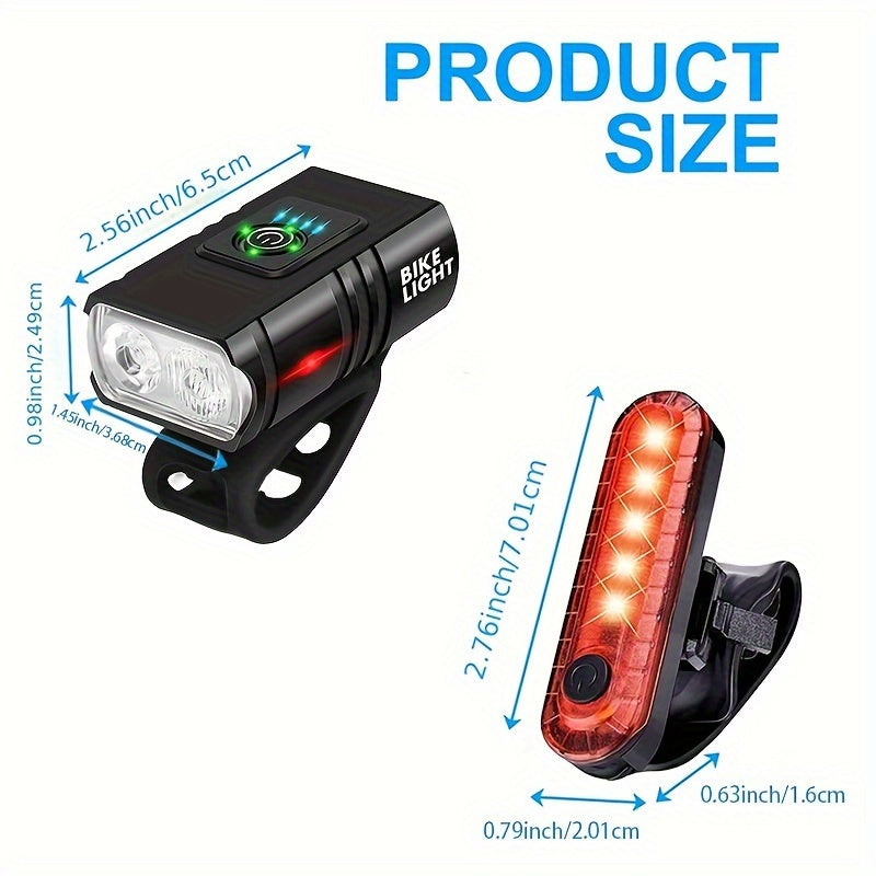 Bicycle Lights Set, USB Rechargeable Front And Rear Lights with 6+4 Modes Suitable for All Types of Bikes, Including Mountain And Road Bikes, for Night Riding.