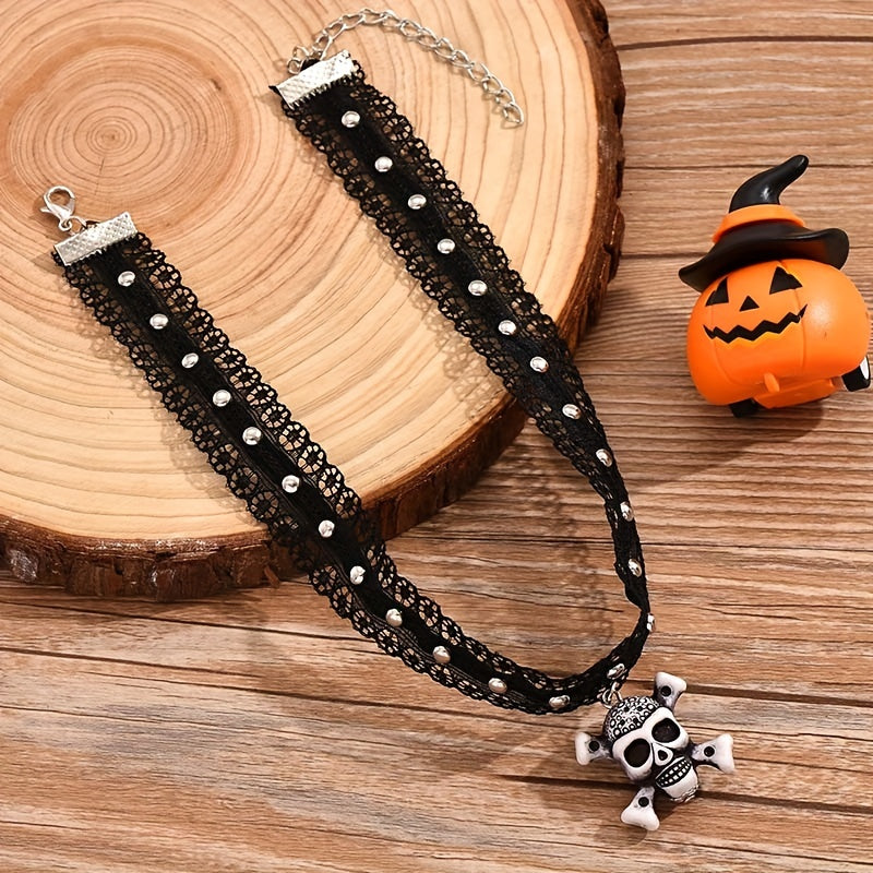 Gothic Minimalist Dark Skull Collarbone Necklace