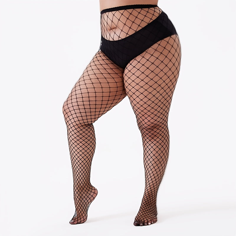 4 PCS Set For Curvy Ladies Plus Size Fishnet Tights, Stylish Openwork Mesh Stockings, Ideal for Everyday Spring Wear for Women Underwear Apparel Accessory Sets